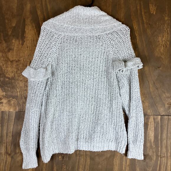 Express Womens Sweater White Cowl Neck Long Sleeve Ruffle Front Small - Picture 10 of 12